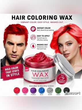 Red temporary Hair Color pomade Wax Instant Natural Cream Dye Washable byMifeloy